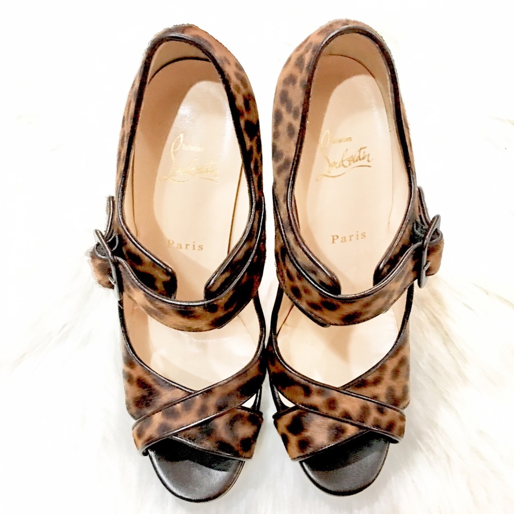 🛑SOLD🛑💯🆑 DORDOGNE LEOPARD PEEP TOE EURO 40 - Picture 5 of 8